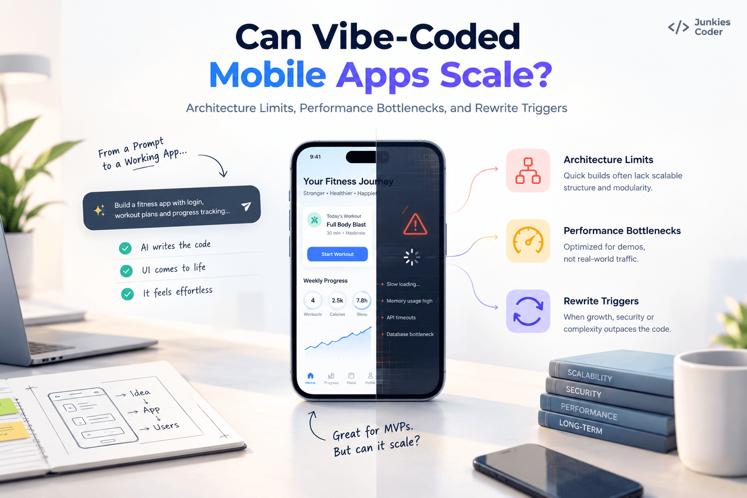 Can Vibe-Coded Mobile Apps Scale? Architecture Limits, Performance Bottlenecks, and Rewrite Triggers