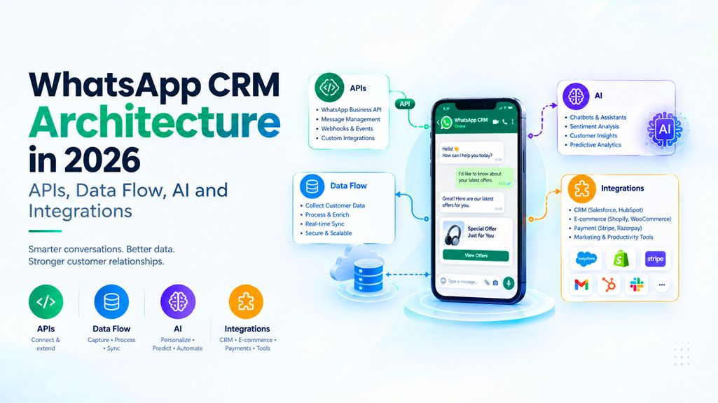 WhatsApp CRM Architecture in 2026: APIs, Data Flow, AI and Integrations